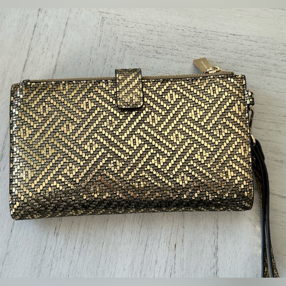 Michael Kors Gold Wristlet‎ Adele Double Zip